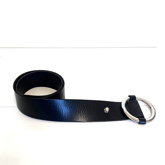 Michael Kors Leather Wide Women Statement Belt Size S Black Silver Buckle 553219 - Picture 2 of 7